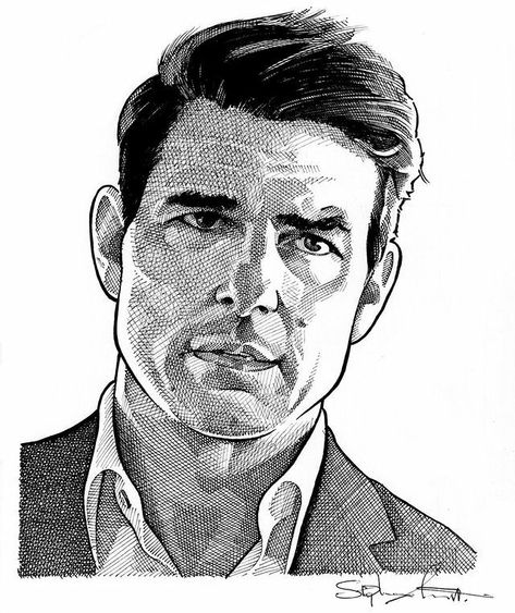 TOM CRUISE Tom Cruise Sketch, Tom Cruise Drawing, Akshay Kumar Photoshoot, Drawing Male, Pen Work, Akshay Kumar, Sketch Inspiration, Ink Sketch, Guy Drawing