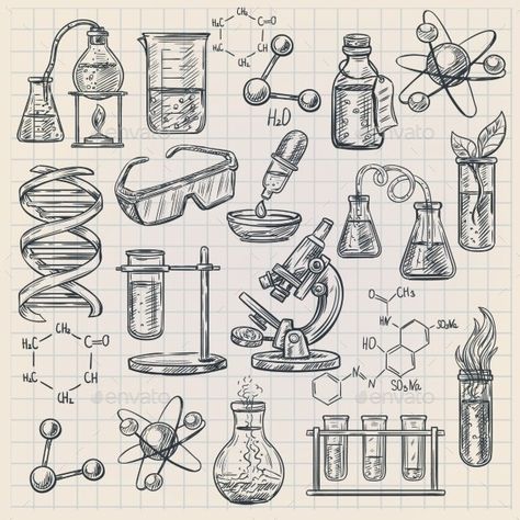 Chemistry Icon, Chemistry Drawing, Chemistry Tattoo, Science Drawing, Science Tattoo, Science Tattoos, Science Doodles, Chemistry Projects, Chemistry Art