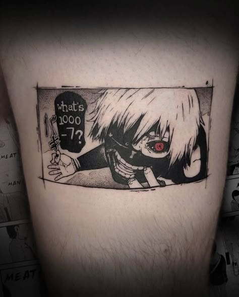 Panel Tattoo Manga, Tokyo Ghoul Manga Panel Tattoo, Anime Panels Tattoo, Tokyo Ghoul Manga Tattoo, Manga Panels Tattoo, Ken Kaneki Tattoo, Tokyo Ghoul Flower Tattoo, Anime Panel Tattoo, Kaneki Tattoo