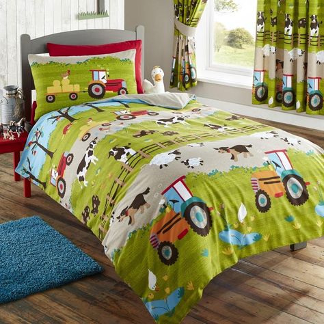 From our vast range of children’s bedding comes the new addition of the Farmyard bedding set, this great fun illustrated bedding features a lovely farmyard scene and a host of characters your child will love. The printed farmyard bedding design has a composition of 50% polyester and 50% cotton. Product Includes Single duvet cover includes duvet cover and 1 pillowcase Double duvet includes duvet cover and 2 pillowcases Accessories not available Care Instructions 40° wash inside out and first befo Whimsical Bedding, Boys Duvet Cover, Colorful Bedding Sets, Farm Bedroom, Cozy Bedding Sets, Kids Duvet, Toddler Bed Set, Kids Duvet Cover, Kids Bedding Sets