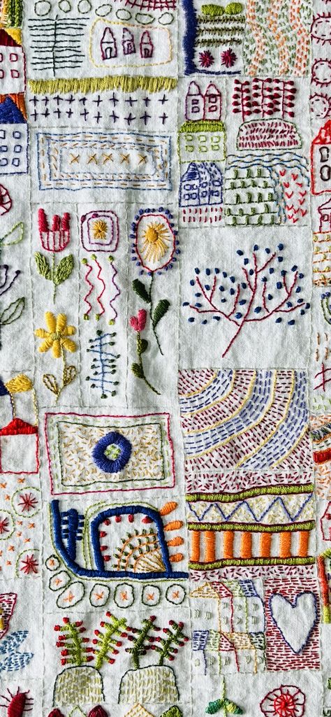 SOLD OUT - Doodle Embroidery with Annie Holcombe 29th October 11 til 5pm — Green Door Studios Quilt Doodle, Free Style Embroidery, Embroidery With Wool, Slow Stitching Textile Art Embroidery, Quilting Stitches, Painting With Embroidery, Embroidery Doodles, Embroidery Illustration, Home Embroidery