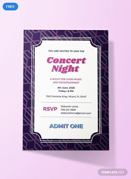 An attractive invitation template designed to look like a concert ticket. Download now for free and get to make your own invitation that you can print or share online. This is high-quality and easy to edit. Concert Ticket Invitation, Concert Invitation, Free Invitation Maker, Ticket Invitation Template, Make Your Own Invitations, 50th Anniversary Invitations, Ticket Wedding Invitations, Baby Shower Invitation Wording, Free Wedding Invitation Templates