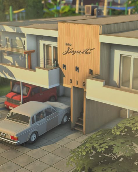 Sims 4 Screen Door Cc, Sims 4 Del Sol Valley Apartments, Sims 4 Motel Lot, Sims 4 70s House, Sims 4 Del Sol Valley House, Del Sol Valley Sims 4, Del Sol Valley Sims 4 House, Sims 4 Del Sol Valley, Sims 4 Save File