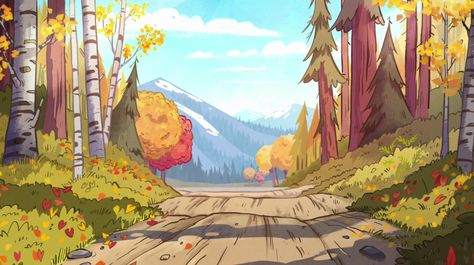 Gravity Falls S1E9 background art Gouache Background, Victoria Erickson, Arte Peculiar, Bg Design, Gravity Falls Art, Fall Background, Forest Illustration, Background Drawing, Fall Inspiration