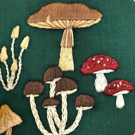 Recharge With A Craft Class This April Embroidered Mushrooms, Mushroom Patterns, Learn To Embroider, Mushroom Designs, Embroidery Workshop, Learning To Embroider, Wooden Embroidery Hoops, Fiber Artist, Modern Embroidery