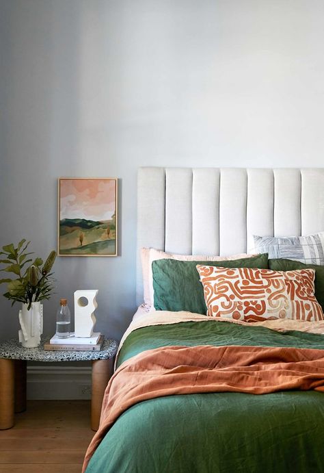 Pinterest provides a plethora of design inspiration for people looking to renovate or update their homes. Here we take a look at which homes and interior spaces you’ve loved the most. Guest Bedroom Design, Bedroom Orange, Decoration Inspiration, Bedroom Green, Room Inspiration Bedroom, Bedroom Aesthetic, Room Ideas Bedroom, Guest Bedrooms, Decoration Christmas