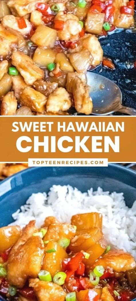 Sweet Hawaiian Chicken Sweet Hawaiian Chicken Recipe, Sweet Hawaiian Chicken, Hawaiian Chicken Recipe, Hawaiian Chicken Recipes, Hawaiian Dishes, Chicken Tender, Hawaiian Chicken, Chinese Cooking Recipes, Chicken Entrees