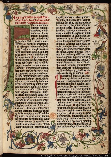 The Gutenberg Bible - La Biblia de Gutenbertg Social Studies For Kids, Illuminated Initials, Border Styles, History Of Typography, Gutenberg Bible, Book Miniature, History Of Germany, Mainz Germany, Johannes Gutenberg