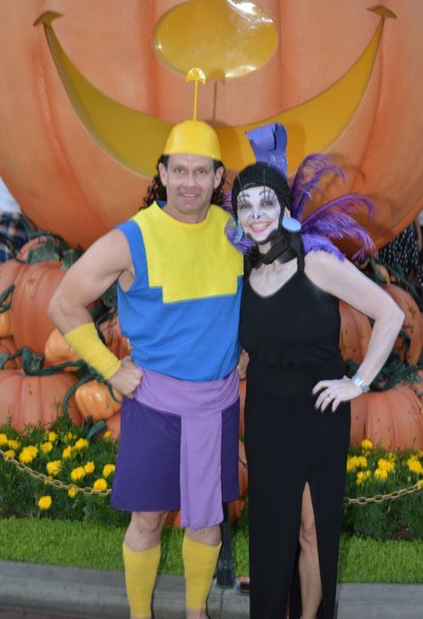 Our Kronk and Yzma (Emperor's New Groove) costumes I made for Mickey's Halloween Party 2018 at Disneyland Halloween Costume Kronk, Kronk Costume Diy, Emporers New Groove Costumes, Emporers New Groove Costume, Kronk And Yzma Costume, Emperors New Groove Costume, Kronk Costume, Yzma Emperors New Groove, Yzma Costume