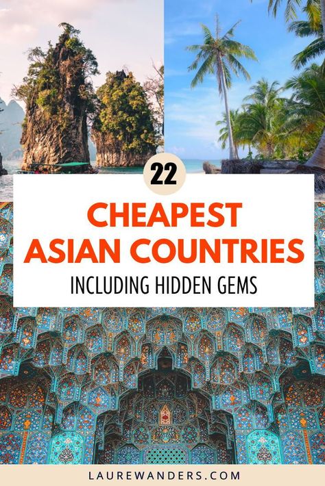 A list with the cheapest Asian countries to travel to. Cheap countries in Asia / Cheap countries to visit in Asia / Cheap destinations to travel in Asia Best Asian Countries To Visit, Best Places To Visit In Asia, Cheap Countries To Visit, Asian Countries To Visit, Asia Travel Bucket List, Cheapest Countries To Visit, Cheap Travel Destinations, Asia Vacation, Cheap Destinations