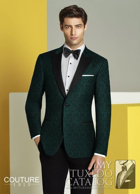 Emerald Green Tuxedo For Men, Luxury Classic Green Tuxedo, Green Luxury Tuxedo For Formal Occasions, Emerald Green Velvet Tuxedo, Green Tuxedo With Notch Lapel, Green Tuxedo For Men, Luxury Green Semi-formal Tuxedo, Elias Bouchard, Paisley Tuxedo