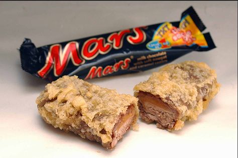 DONE! July 13, 2017. Love mars Bars but deep fried was kinda gross. Try a Deep Fried Mars Bar Deep Fried Mars Bar, Fried Mars Bar, Deep Fried Mars Bars, Mars Bar, Unhealthy Snacks, Idea Board, Food Images, Fish And Chips, The Hub