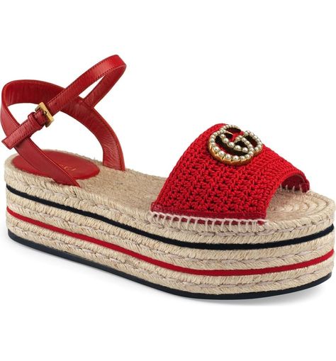 Gucci Lilibeth Platform Espadrille Sandals Sandal Gucci, Gucci Espadrilles, Elegant Sneakers, Gucci Sandals, Platform Espadrille Sandals, Shoe Making, Women Platform Sandals, Gucci Brand, Espadrilles Platform