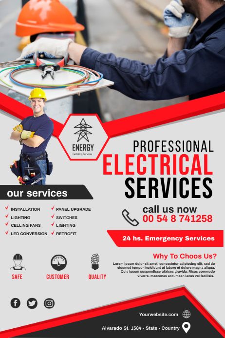 Plumber Logo Design, Tabloid Cover, Engineering Poster, Electrician Services, Electrical Maintenance, Informative Essay, Hvac Company, Electrical Services, Business Ideas Entrepreneur