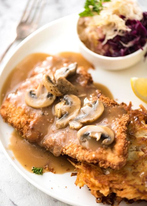 There is nothing quite like a freshly made schnitzel. Extra crunchy and golden, make this with pork, chicken, veal or turkey. www.recipetineats.com Turkey Schnitzel, Veal Schnitzel, Schnitzel Recipes, German Food Authentic, Chicken Schnitzel, Pork Schnitzel, Veal Recipes, Recipe Tin, Recipetin Eats