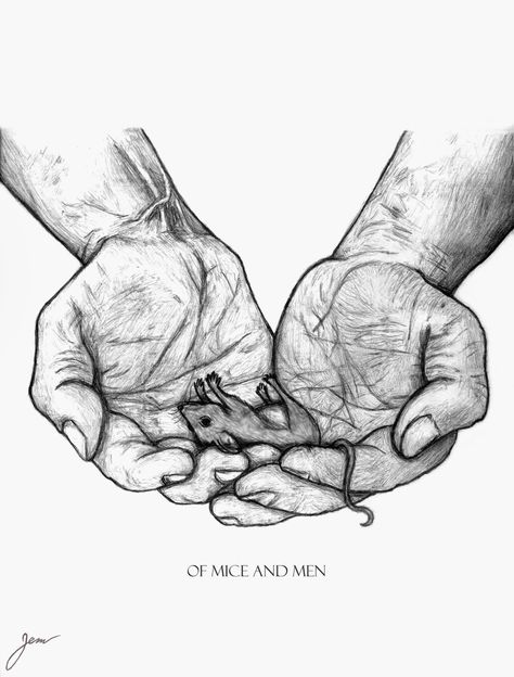 I love this picture. These are Lennie's hands holding the dead mouse in the beginning. It also foreshadows what will happen in the future. It holds a lot of symbols. Of Mice And Men Drawing, Of Mice And Men Band, Dead Mouse, Flowers For Algernon, Men Drawing, Drawing Men, Mice And Men, Mouse Drawing, Of Mice And Men