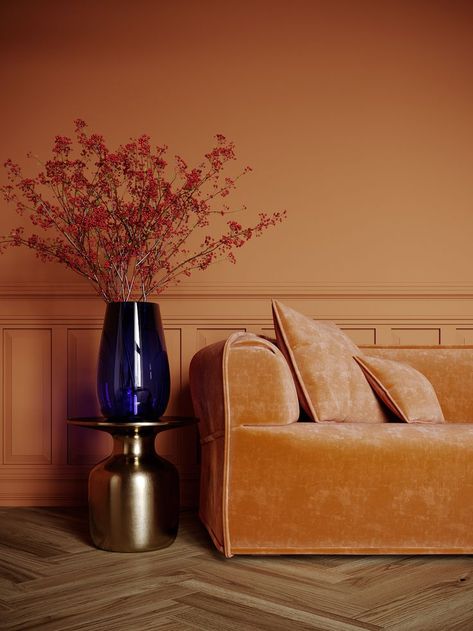 divine Terra Cotta Paint Color, Deco Orange, Bedroom Blue, Orange Interior, Orange Walls, Interior Inspo, Room Colors, Home Staging, Interior Spaces