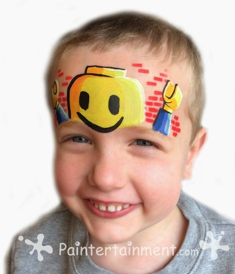 Lego Faces, Face Painting For Boys, Cheek Art, Silver Makeup, Face Painting Easy, Kids Face Paint, Lego Man, Cool Face, Boy Face