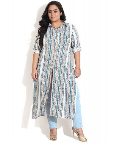 15 Modern Plus Size Kurtis For 2018 In India Office Outfits Women Indian, Office Outfits Women Plus Size, Plus Size Fashion For Women Indian, Fat Ladies, Stylish Plus Size Clothing, Stylish Kurtis Design, Cotton Kurtis, Plus Size Vintage Dresses, Cotton Kurti Designs