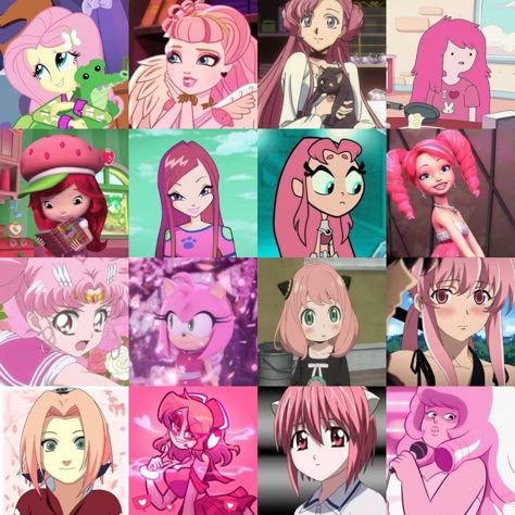 Pink Haired Cartoon Characters, Hot Pink Hair Character, Pink Hair Anime Cosplay, Halloween Costume Ideas With Pink Hair, Halloween Costumes For Pink Hair, Halloween Pink Hair Costume, Pink Hair Character Cartoon, Pink Hair Cosplay Characters, Costumes With Pink Hair