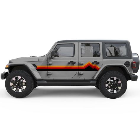 Retro Mountain Stripes for Jeep Accessories. Fits Jeep Wrangler Stickers. Made in USA, High Quality Vinyl Graphics Decals. - Etsy Jeep Wrangler Stickers, Gladiator 2, 2005 Jeep Wrangler, Door Vinyl, Retro Mountain, Sticker Retro, Retro Graphics, Jeep Accessories, Vinyl Graphics