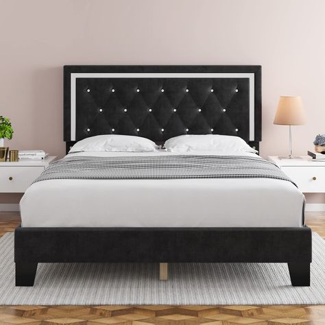 Tufted Mattress, Tufted Bed Frame, Bed Frame Upholstered, Diy Pallet Bed, Black Bed Frame, Wood Platform Bed Frame, Velvet Upholstered Bed, Affordable Bedding, Full Size Bed Frame