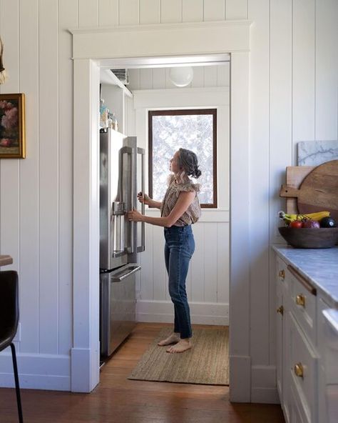 What We Think About Having Our Fridge in the Pantry, One Year Later — The Grit and Polish Pantry With Fridge, Neutral Cabinets, The Grit And Polish, Grit And Polish, Pantry Layout, Design My Kitchen, Kitchen Floor Plan, Country Home Magazine, Farmhouse Pantry