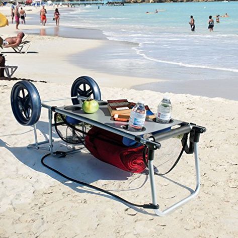 Rio Beach, Lunch On The Beach, Beach Supplies, Folding Camping Table, Beach Wagon, Beach Cart, Beach Table, Umbrella Holder, Beach Gear