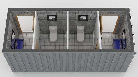 Container Public WC Preview - 3DOcean Shipping Container Bathroom, Public Toilet Design, Public Wc Plan, Public Toilet Plan, Public Toilet Layout Plan, Public Washroom Design Plan, Container Public Toilet Design, Bathroom Trailer, Shipping Container Cafe