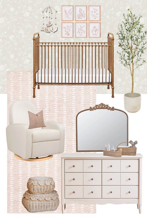 Check out this photo from the.basicbee Gold Crib Nursery, French Country Nursery, Gold Crib, Nursery Design Girl, French Nursery, Girly Nursery, Vintage Nursery Decor, Nursery Dresser, Baby Room Neutral