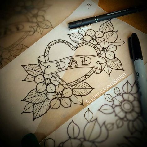 Tattoo Line Drawing, Heart Flower Tattoo, Chicanas Tattoo, Tattoo Line, Tattoo Old School, School Mom, Theme Tattoo, Disney Tattoo, Dad Tattoos