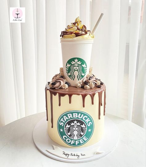 Starbucks Cake Ideas, Starbucks Cake Design, Starbucks Cakes Birthday Ideas, Starbucks Themed Cake, Starbucks Birthday Cake, Birthday Starbucks, Starbucks Birthday Party, Starbucks Party, Starbucks Cake