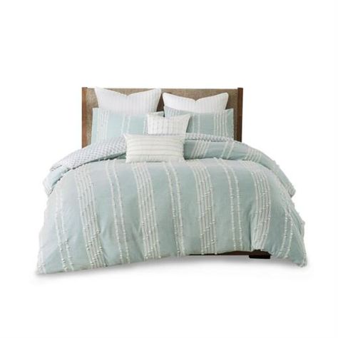 ad eBay - Find many great new & used options and get the best deals for INK+IVY Cotton Jacquard King Duvet Cover Set With Aqua Finish II12-1107 at the best online prices at eBay! Free shipping for many products! Unique Duvet Covers, Aqua Bedding, Unique Comforters, Full Comforter Sets, Modern Bed Set, Modern Duvet Covers, Cotton Comforter Set, Blue Comforter, Twin Comforter Sets