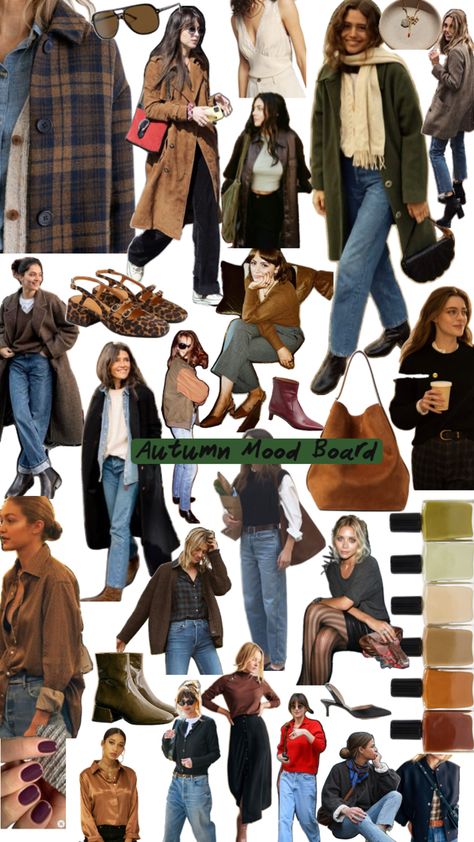 Hoc Style Types, Brunette Fall Outfits, Autumn Color Analysis Outfits, Eclectic Outfits For Women, Autumn Color Palette Outfits, Earth Tone Fashion, Autumn Mood Board, Eclectic Outfits, Autumn Color Palette