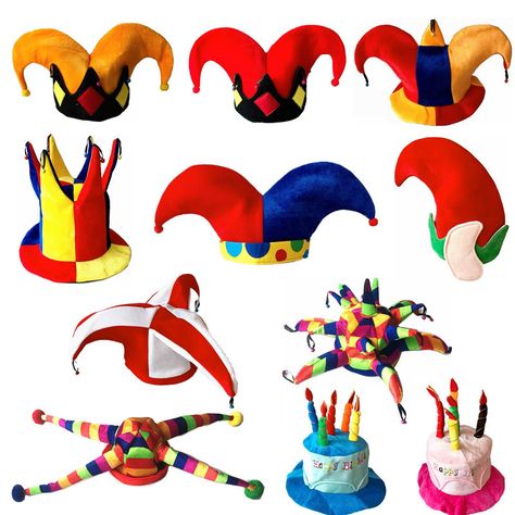 Clown Hats, Circus Hat, Elf Cap, Clown Hat, Head Decoration, Clown Clothes, Clown Party, Colorful Halloween, Cute Clown