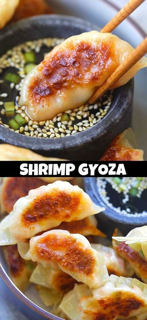 Gyoza Recipe Shrimp, Seafood Dumplings Recipe, Prawn Gyoza Recipe, How To Make Shrimp Dumplings, Shrimp Dumplings Recipe Dim Sum, Prawn Dumpling Recipe, Fish Dumplings Recipe, Japanese Food At Home, Chicken Gyoza Recipe