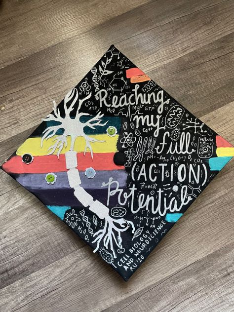 College Graduation Cap Ideas Physical Therapy, Exercise Physiology Graduation Cap, Elephant Graduation Cap, Graduation Cap Designs Neuroscience, Biology Major Graduation Cap, Neuroscience Cap Graduation, Neuro Graduation Cap, Future Doctor Grad Cap, Biology Graduation Cap Ideas