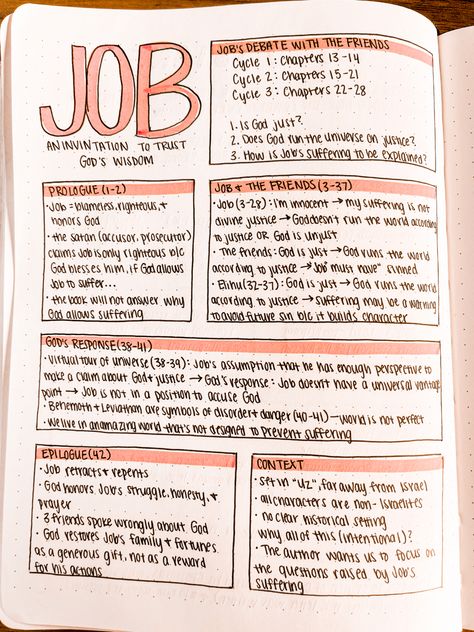 Bible Job Quotes, Bible Recap, Bible Bujo, The Bible Recap, Notebook Bible Journaling, Bible Study Journaling, Job In Bible, Job Bible Study Notes, Character Bible Study