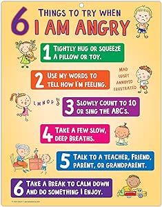 ZOCO - Behavior Management Chart for Home and School - Kids Anger Control Strategies - Calm Down, Coping Corner Classroom Chart - Laminated with Magnets, 8.5 x 11 inches Management Poster, Behavior Management Chart, Anger Management Strategies, Anger Control, School Nurse Office, Emotions Posters, Classroom Charts, How To Control Anger, Calm Down Corner