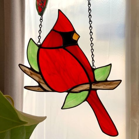 DIGITAL DOWNLOAD Pattern Cardinal Bird Stained Glass Pattern Beginner Pattern - Etsy Glass Rooms, Stained Glass Cardinal, Stained Glass Windows Church, Diy Stained Glass Window, Stain Glass Window Art, L'art Du Vitrail, Stained Glass Patterns Free, Glass Photography, Glass Window Art