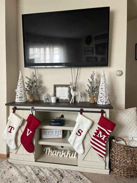 Christmas Decorations Ideas Tv Stand, Tv Christmas Tree, Under Tv Christmas Decorations, Fall Decorations Tv Stand, Farmhouse Decor Tv Stand, Over Tv Christmas Decor, Christmas Living Room Tv Stand, Christmas Tree Next To Tv Stand, Tv Stand Decor For Fall