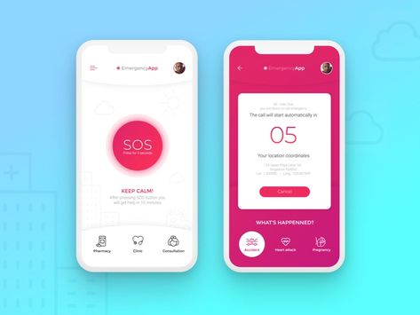 Emergency Call App by saponya on Dribbble Moodboard App, Safety App, Ux Design Mobile, Iphone Secrets, Ui Ux 디자인, Ux App Design, Medical App, Mobile App Design Inspiration, Mobile Interface