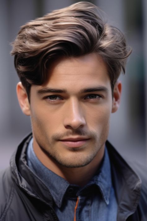 The classic side-parted medium cut is a timeless hairstyle for men with medium-length hair. It’s versatile, suiting a variety of face shapes and hair types. Click here to check out more best medium-length hairstyles for men. Man Side Part Haircut, Mens Side Part Hairstyles Medium, Long Face Men Hairstyles, Mens Hair Side Part, Wavy Side Part Men, Hair Styles For Medium Length Men, Hảir Cut For Men Medium, Men Medium Length Hairstyle, Men Haircut Styles Medium Lengths