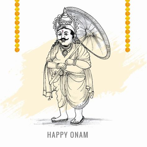 Free vector hand draw happy onam festiva... | Free Vector #Freepik #freevector #kerala-onam #onam-festival #onam #kathakali Happy Onam Drawing, Mahabali Onam, Onam Drawing, Happy Durga Puja, Onam Festival, Sketch Background, Dance Background, Happy Onam, Festival Background