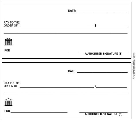 Customize Your Free Printable Plain Blank Check Blank Check Template, Check Template, Payroll Template, Printable Checks, Money Template, Writing Checks, Blank Check, Docs Templates, Blank Business Cards