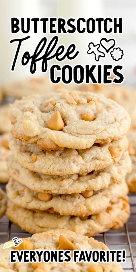 Butterscotch Toffee Cookies, Butterscotch Toffee, Butterscotch Chip Cookies, Toffee Cookie Recipe, Butterscotch Recipes, Toffee Chips, Butterscotch Cookies, Blueberry Cookies, Toffee Cookies