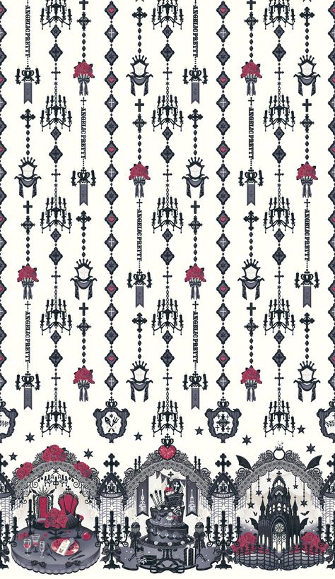 Angelic Pretty Ghost Night Bride Rh Patterns, Rh Decals, Gothic Images, Goth Wallpaper, Screen Layout, Empty Room, Paper Designs, Download Cute Wallpapers, Roblox Roblox