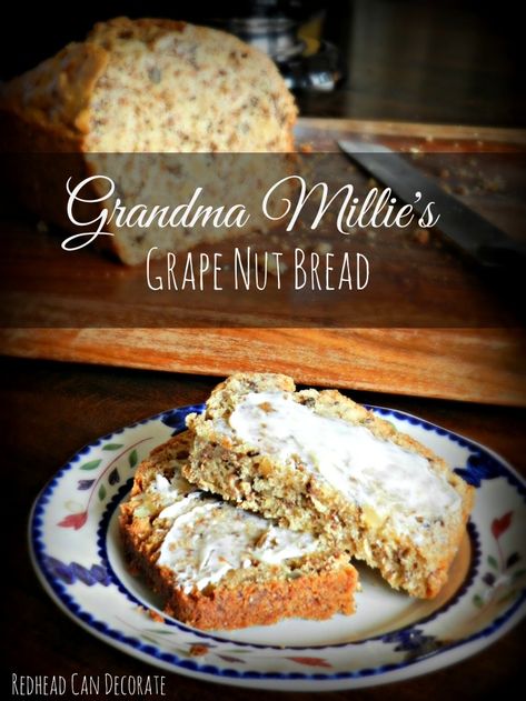 Grapenuts Recipes Healthy, Grapenut Bread, Grape Nuts Recipes, Decorate Bread, Nut Bread Recipe, Grape Nuts, Central New York, Biscuit Rolls, Breakfast Bread