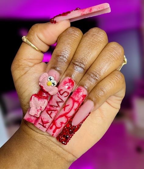 🩸🩸 KAWS 🔪♥️ • • #halloween #kaws #halloweennails #bling #browardnails #browardnailtech #tamaracnails #miaminailtech #explorepage Halloween Kaws, Nails Kaws, Kaws Nails, Miami Nails, Short Acrylic, Unique Acrylic Nails, Short Acrylic Nails Designs, Short Acrylic Nails, Nails Designs