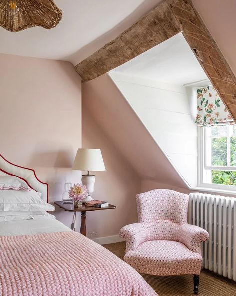 Pink Bedrooms: 10 Ideas to Use this Versatile and Pretty Colour - Melanie Jade Design Pink Chest Of Drawers, Pink Ground, Murs Roses, Pink Paint Colors, Pink Bedrooms, Cottage Bedroom, Pink Chair, Attic Bedroom, Country Bedroom